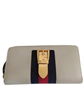 Gucci Sylvie Cream Leather and Stripe Wallet